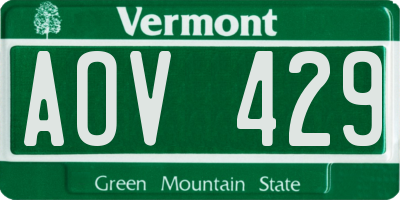 VT license plate AOV429