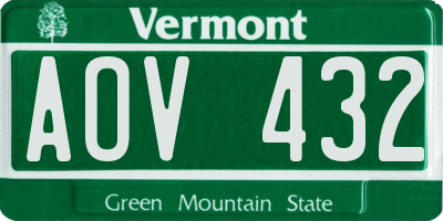 VT license plate AOV432