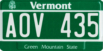 VT license plate AOV435