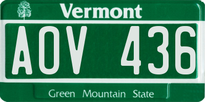 VT license plate AOV436