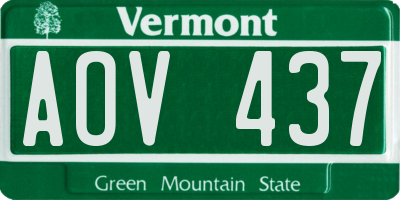 VT license plate AOV437