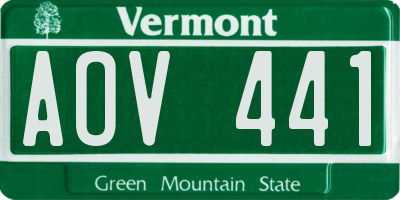 VT license plate AOV441
