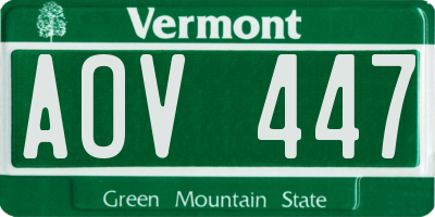VT license plate AOV447