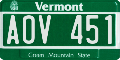 VT license plate AOV451