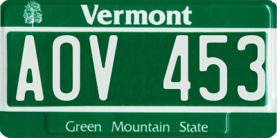 VT license plate AOV453
