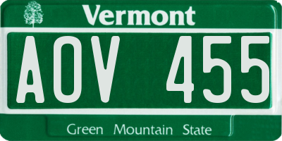 VT license plate AOV455