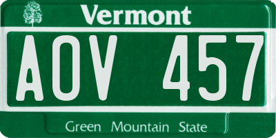 VT license plate AOV457