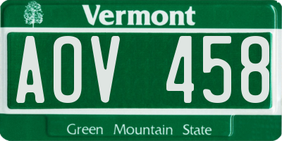 VT license plate AOV458