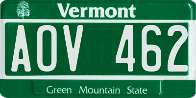 VT license plate AOV462