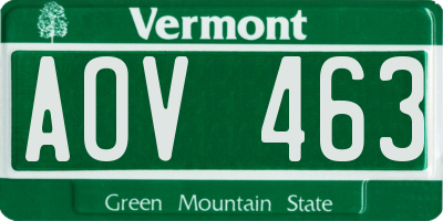 VT license plate AOV463