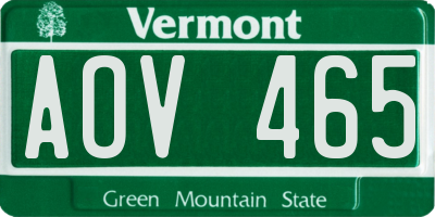 VT license plate AOV465
