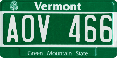 VT license plate AOV466