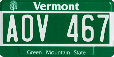 VT license plate AOV467