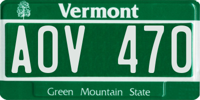 VT license plate AOV470