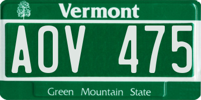 VT license plate AOV475