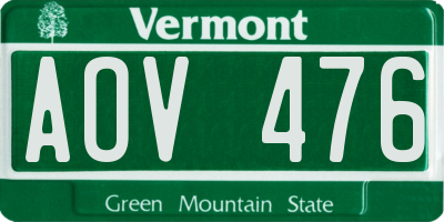 VT license plate AOV476