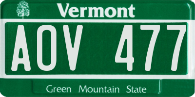 VT license plate AOV477