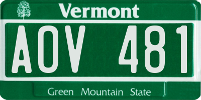 VT license plate AOV481