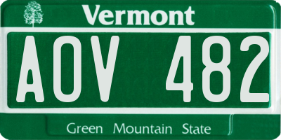 VT license plate AOV482