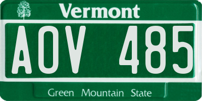 VT license plate AOV485