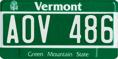 VT license plate AOV486