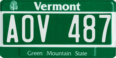 VT license plate AOV487