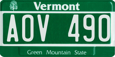VT license plate AOV490