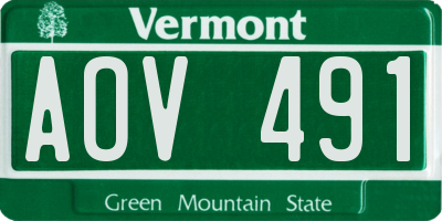 VT license plate AOV491