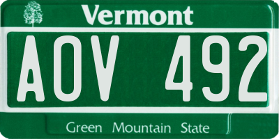 VT license plate AOV492