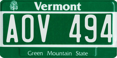 VT license plate AOV494