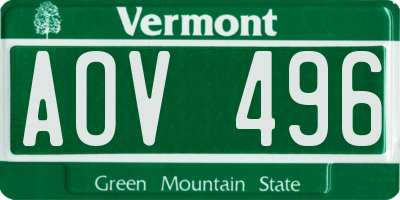 VT license plate AOV496