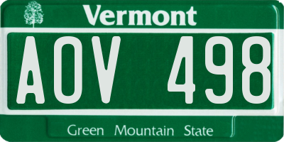 VT license plate AOV498