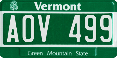 VT license plate AOV499