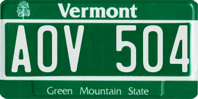 VT license plate AOV504