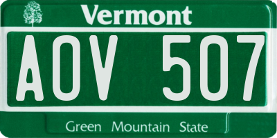 VT license plate AOV507