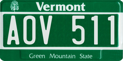 VT license plate AOV511