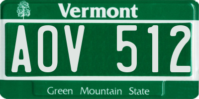 VT license plate AOV512