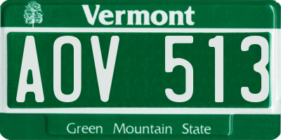 VT license plate AOV513