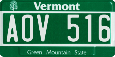 VT license plate AOV516