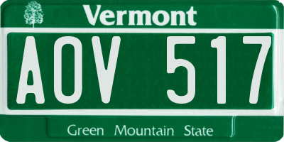 VT license plate AOV517
