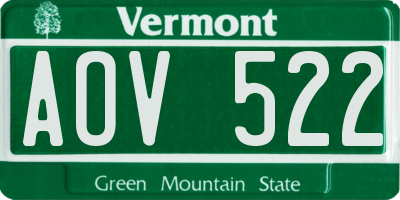 VT license plate AOV522