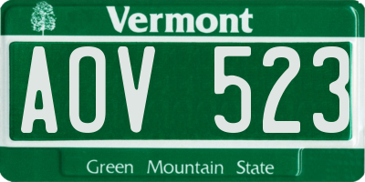 VT license plate AOV523