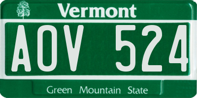VT license plate AOV524