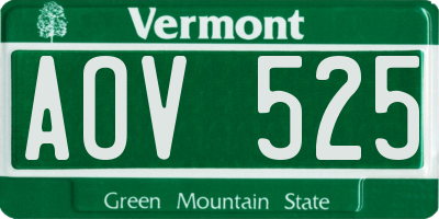 VT license plate AOV525
