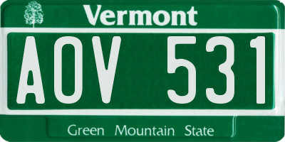 VT license plate AOV531