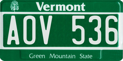 VT license plate AOV536