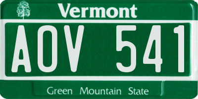 VT license plate AOV541
