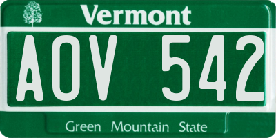 VT license plate AOV542
