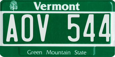 VT license plate AOV544