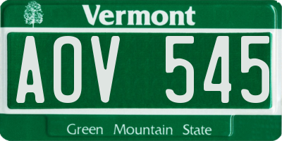VT license plate AOV545